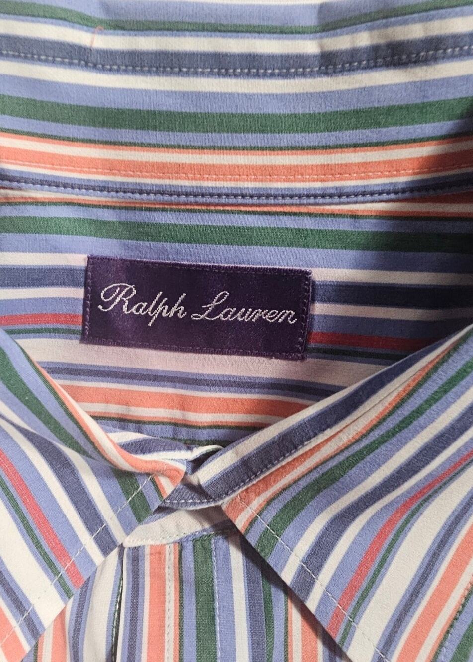 Ralph Lauren Purple Label Mens Striped Button Down Shirt Multicolor Cotton XL